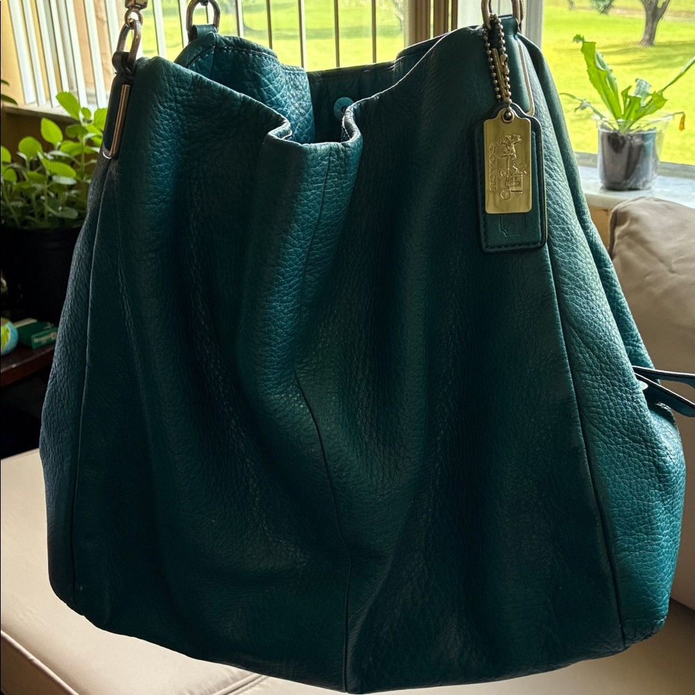 Coach Dark Teal Leather Hobo Bag